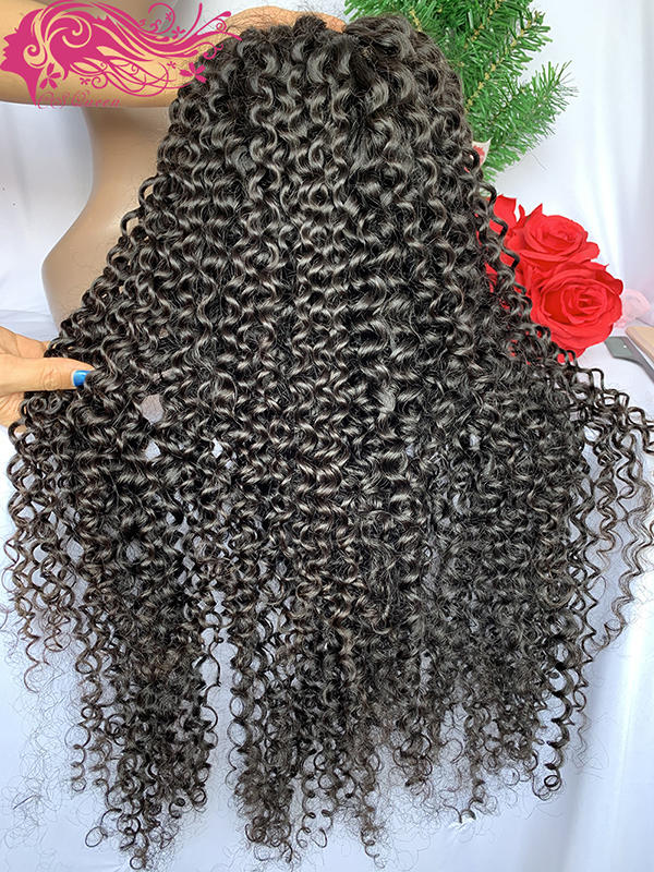 Csqueen Raw Natural Curly 13*4 HD lace Frontal wig 100% Human Hair HD Wig 150%density